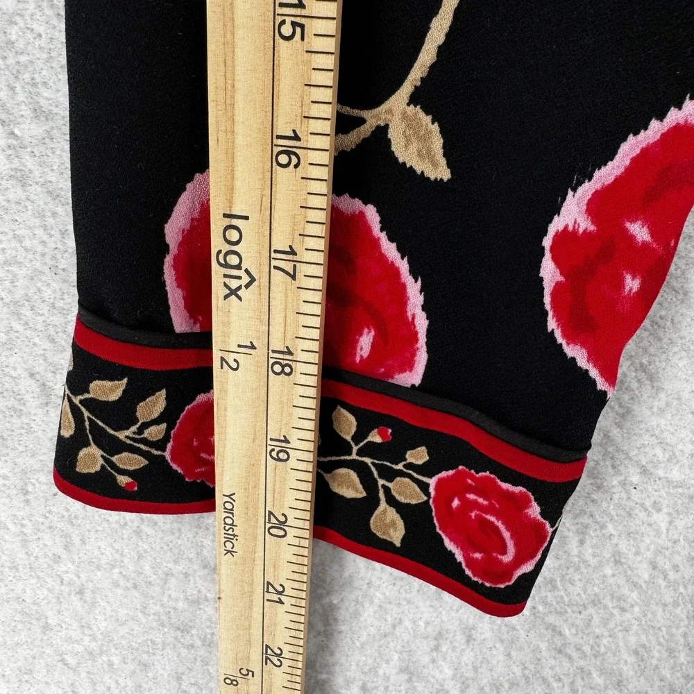Kate Spade Jacket Womens XS Black Red Floral Rose Gold Button‎ Blazer Dressy